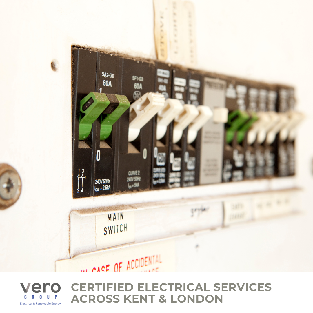 Consumer unit showing electrical faults and tripping issues