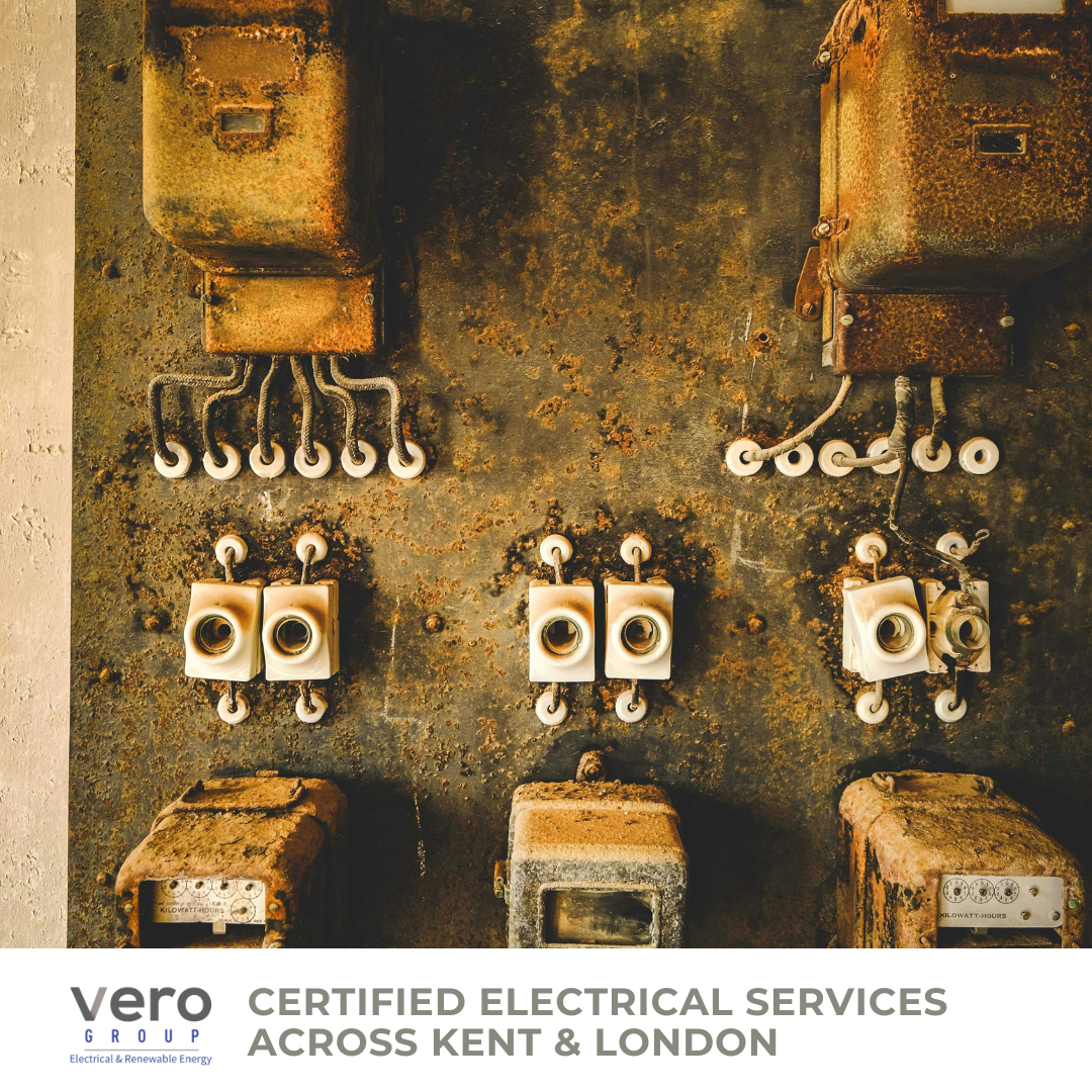 Old electrical wiring showing deterioration and safety concerns