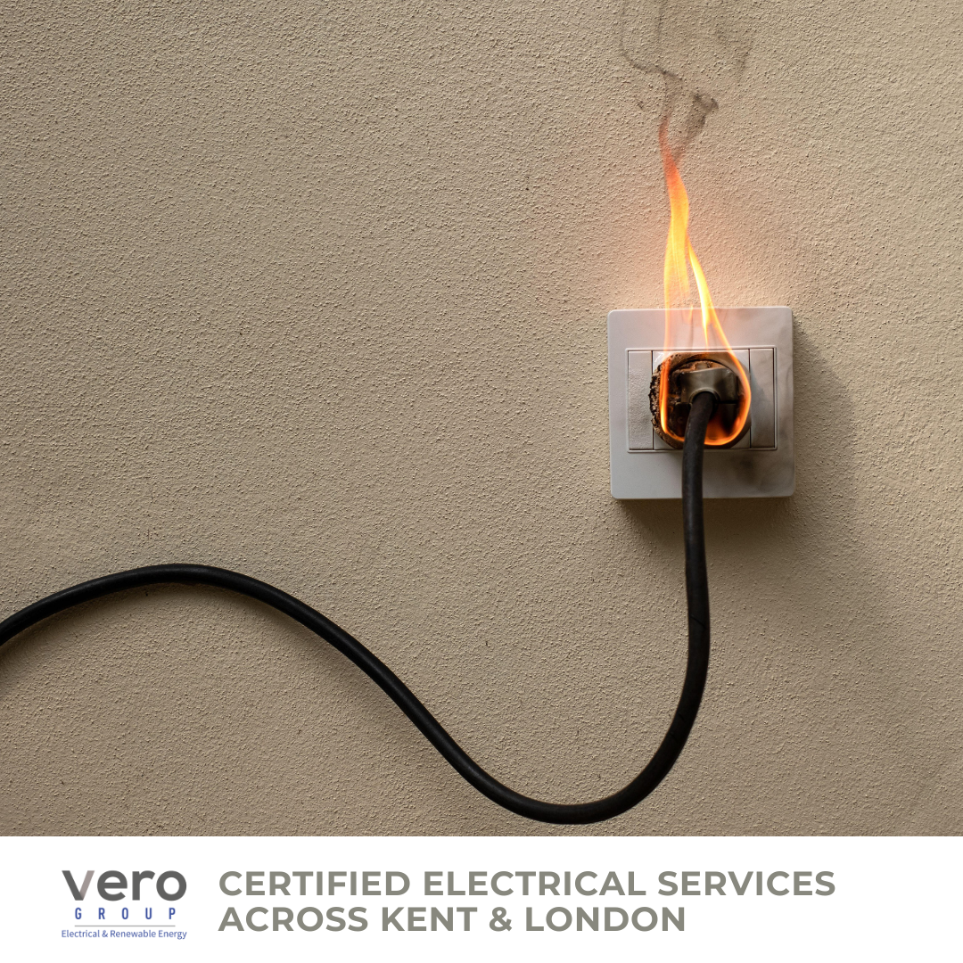 Electrical socket fire showing the dangers of DIY electrical work