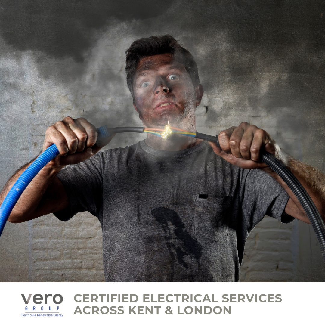 Person getting electric shock from DIY electrical work