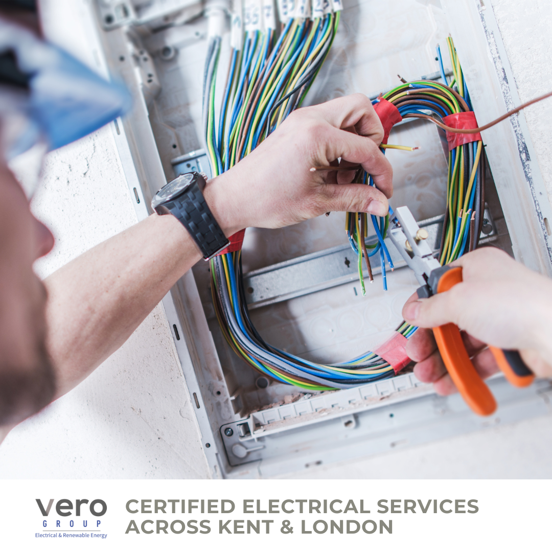 Professional rewiring work showing electrical cables and connections