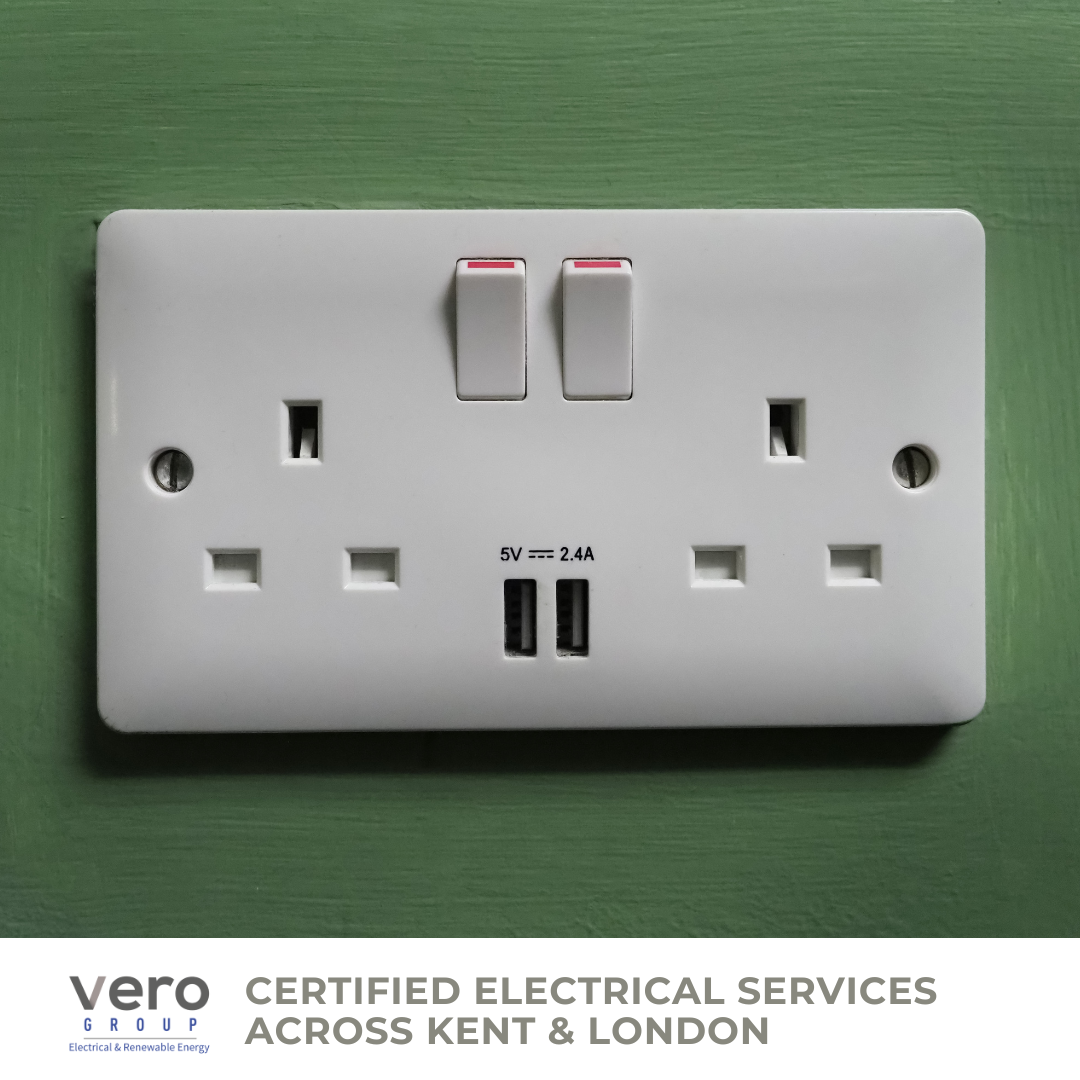 Modern electrical socket installation with USB charging ports